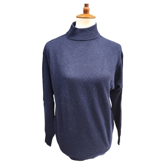 UNITED Colors Of Benetton Womens L 100% Lambswool Sweater Navy Vtg - Picture 1 of 6